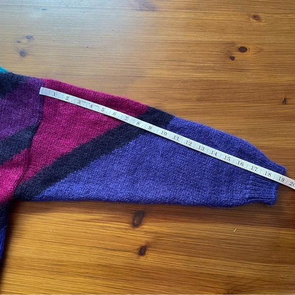 Vintage Le Moda Purple & Teal Chevron Striped Sweater - XL - Picture 9 of 9